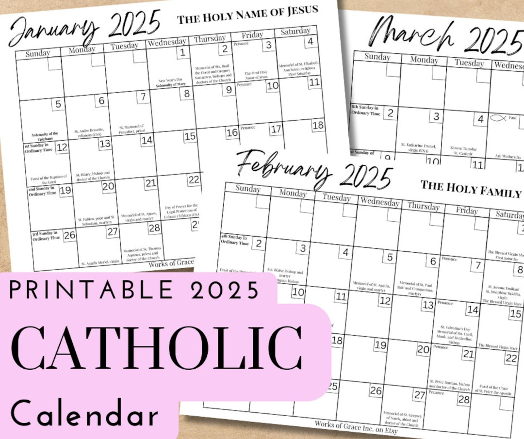 2025 Printable Catholic Monthly Calendar Liturgical Calendar With for Liturgical Calendar 2025 Printable Free Download