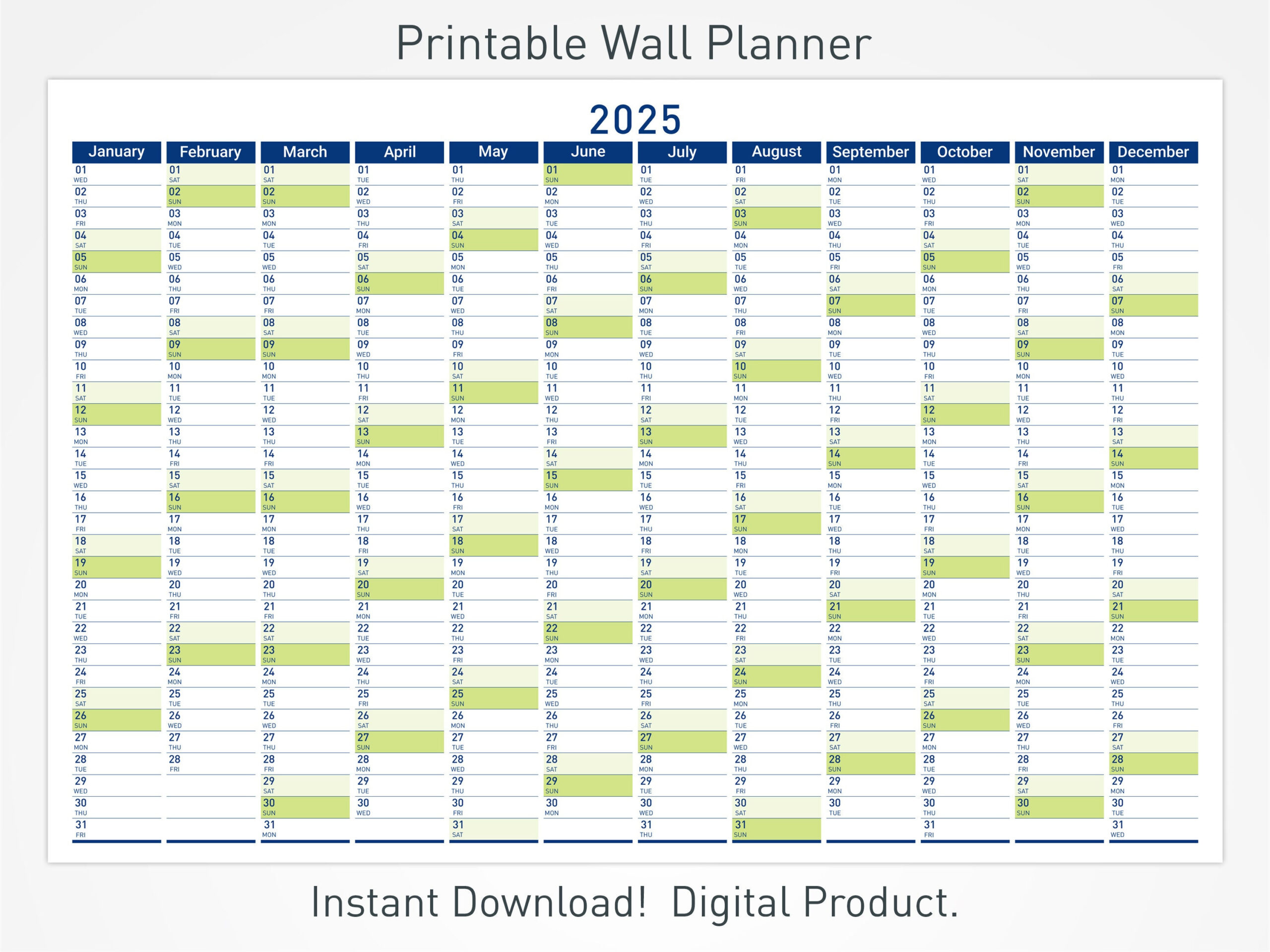 2025 Printable Wall Planner With Minimalist Design, Large Wall inside Printable 2025 Wall Calendar