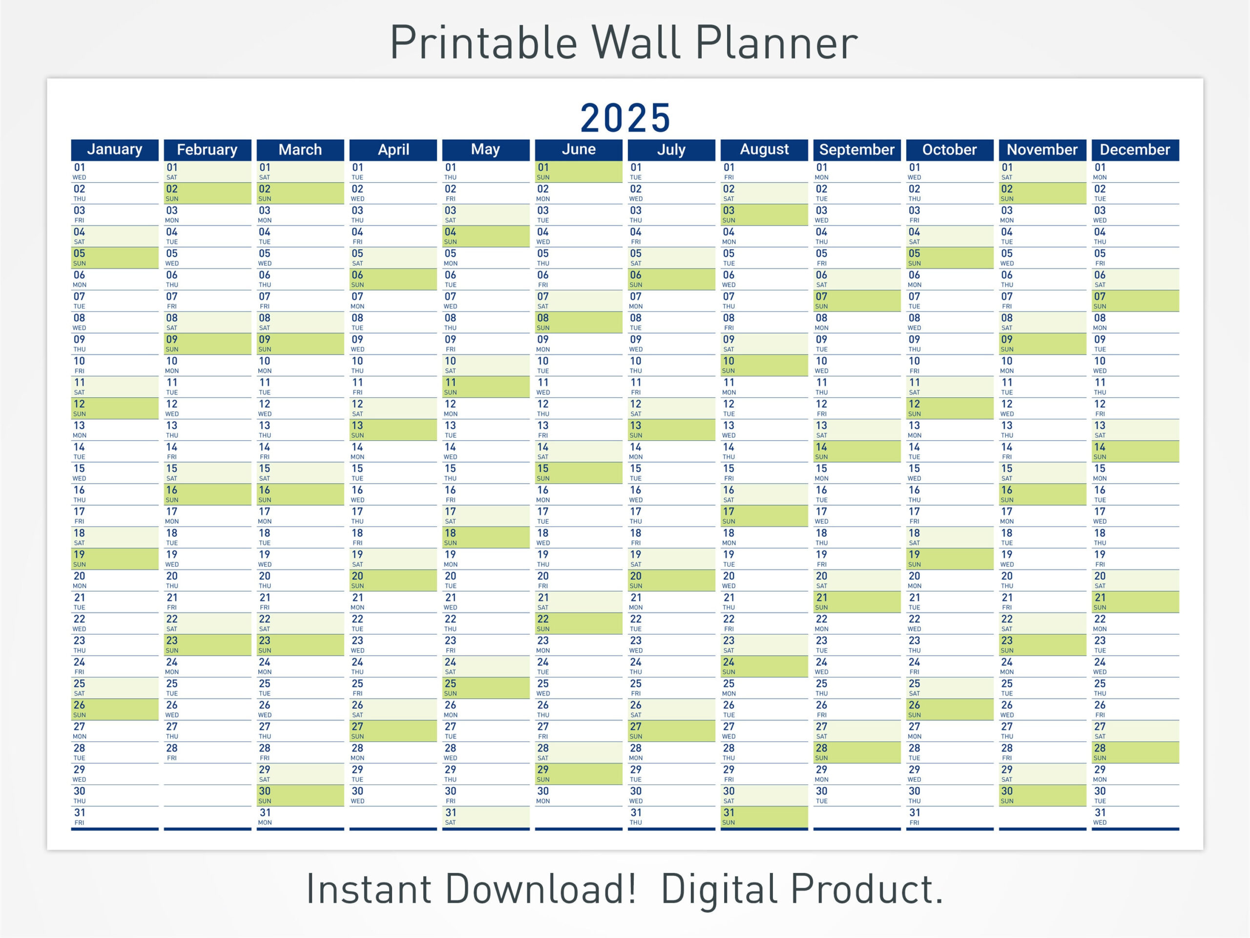 2025 Printable Wall Planner With Minimalist Design, Large Wall with regard to Wall Calendar 2025 Printable