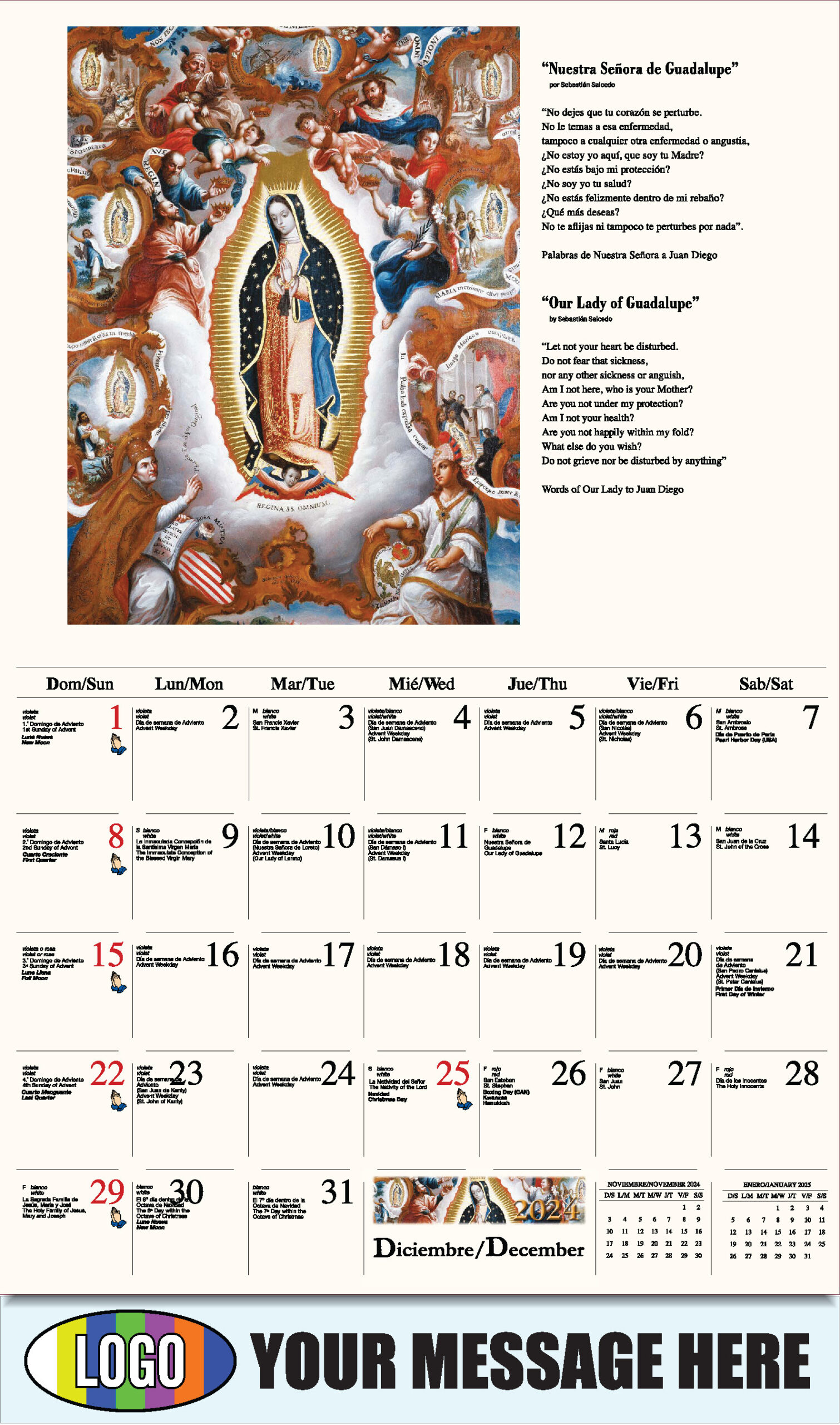 2025 Promotional Calendar | Catholic Art Bilingual | Low As 65¢ in Free Printable Catholic Calendar 2025