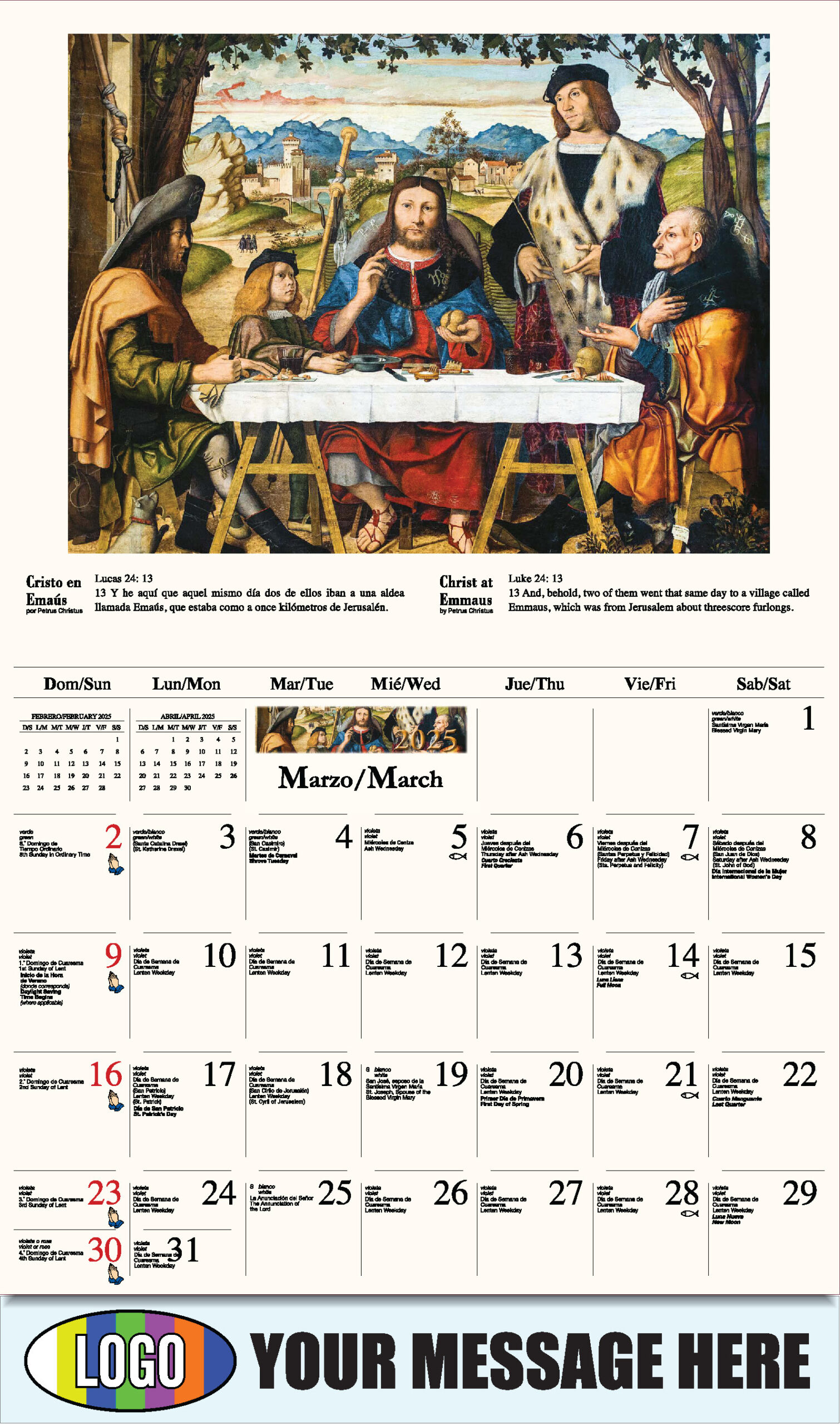 2025 Promotional Calendar | Catholic Art Bilingual | Low As 65¢ intended for Lenten Calendar 2025 Printable