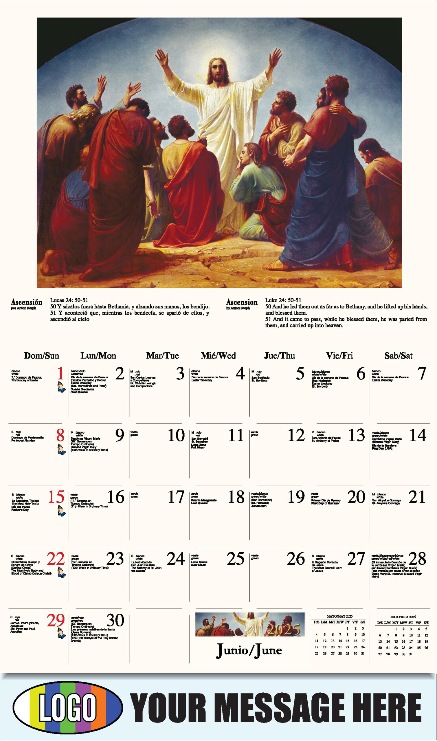 2025 Promotional Calendar | Catholic Art Bilingual | Low As 65¢ regarding Traditional Catholic Calendar 2025 Printable