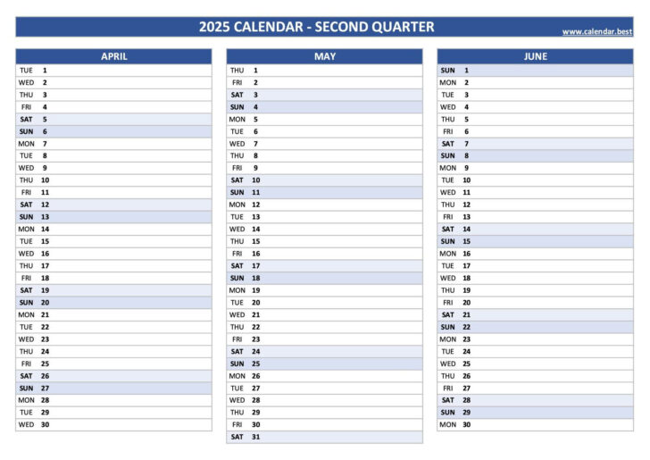 2025 Calendar Quarterly Printable