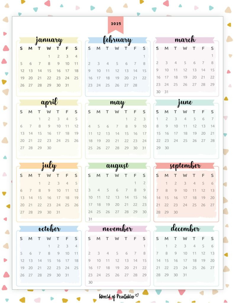 2025 Year Calendars - 70 Best Printables - World Of Printables for 2025 Calendar Printable Cute