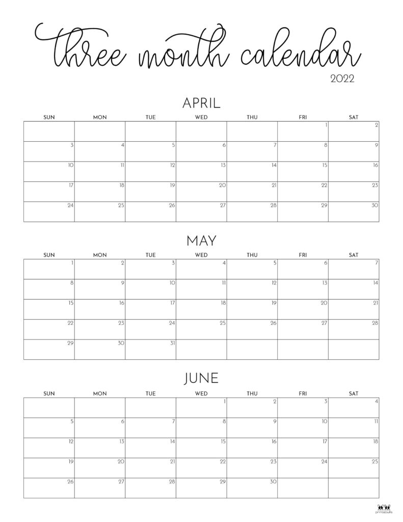 3 Month/Quarterly Calendars - 84 Free Printables | Printabulls in Printable Calendar 2025 3 Months Per Page