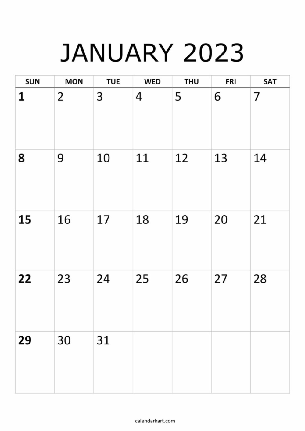 40+ Printable January 2025 Calendars | Free Pdf - Calendarkart for January 2025 Printable Calendar Wiki