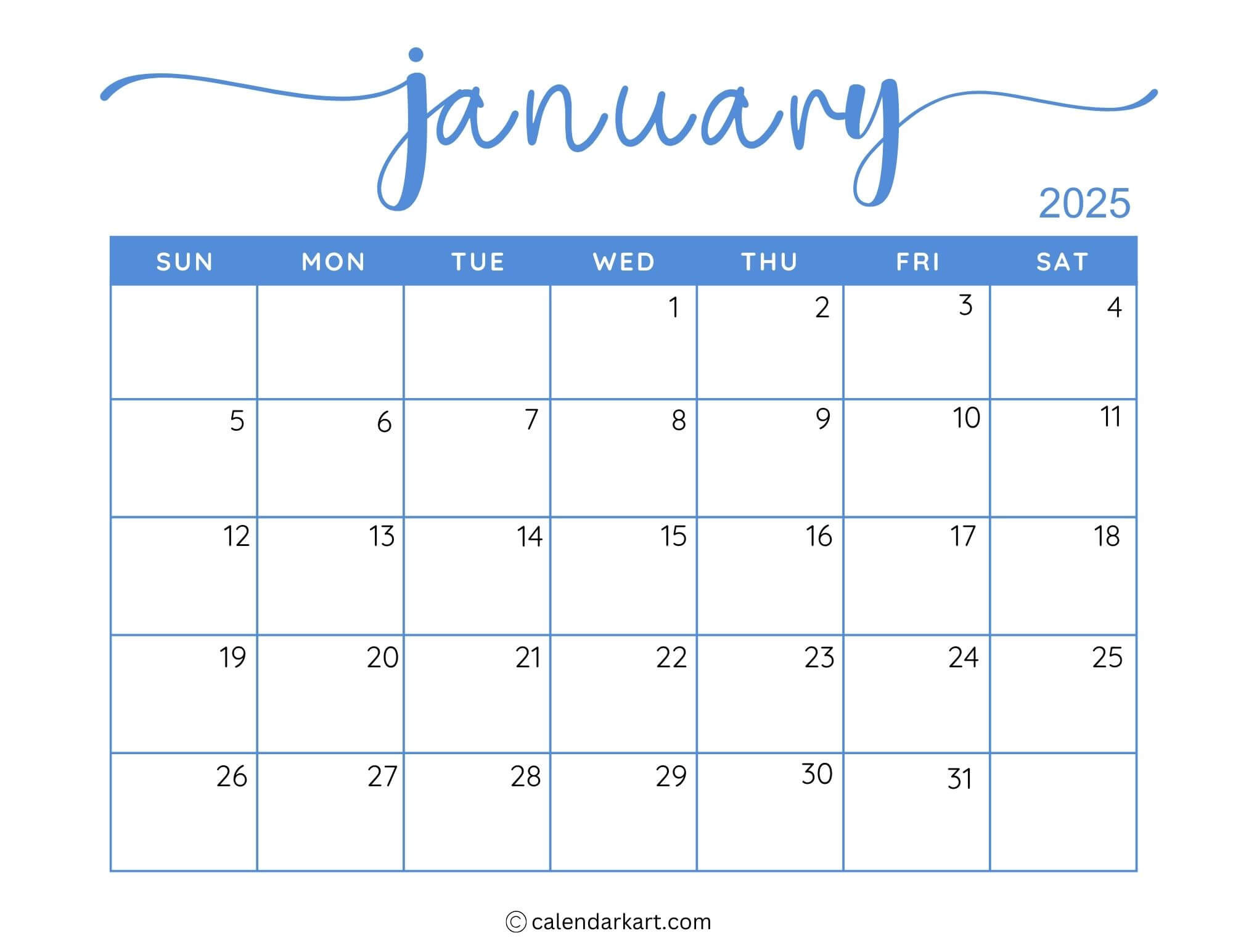 40+ Printable January 2025 Calendars | Free Pdf - Calendarkart with regard to Printable 2025 Calendar Monday Start