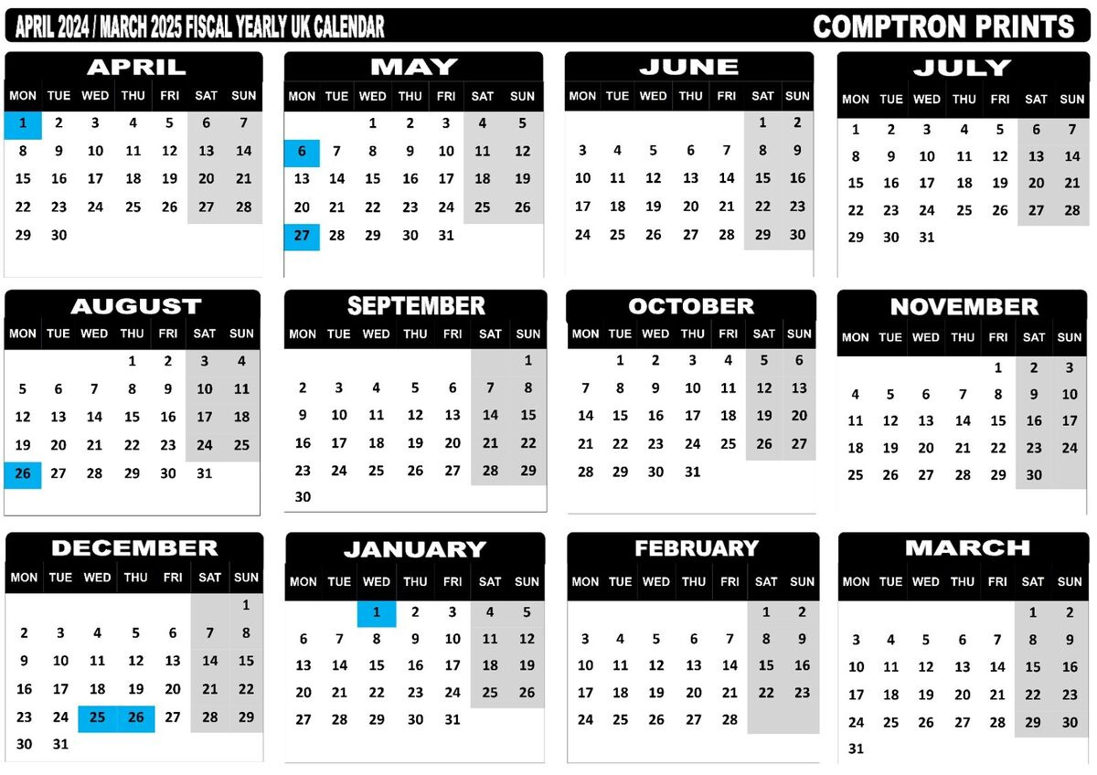 April 2024 To March 2025 Financial Yearly Calendar Landscape | A4 intended for Free Printable Calendar April 2024 to March 2025