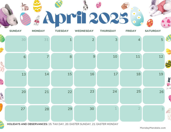 Free April 2025 Printable Calendar