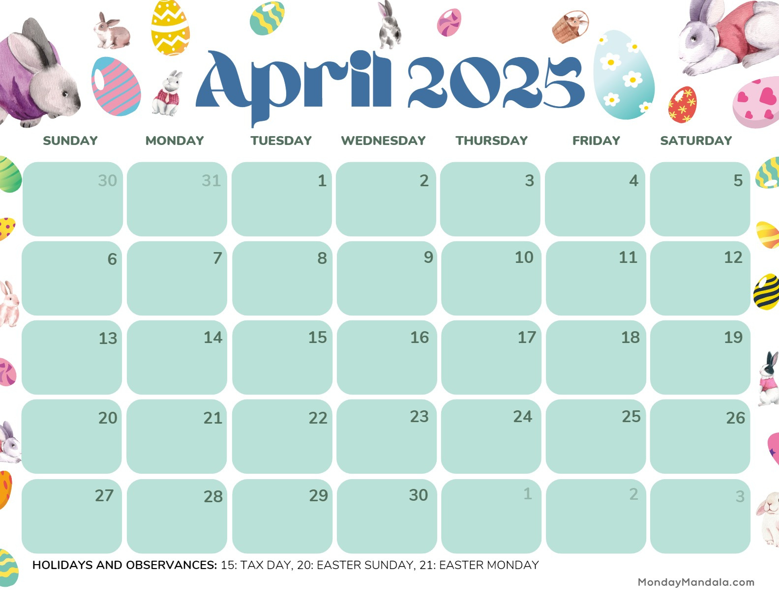 April 2025 Calendar (52 Free Pdf Printables) regarding Free April 2025 Printable Calendar