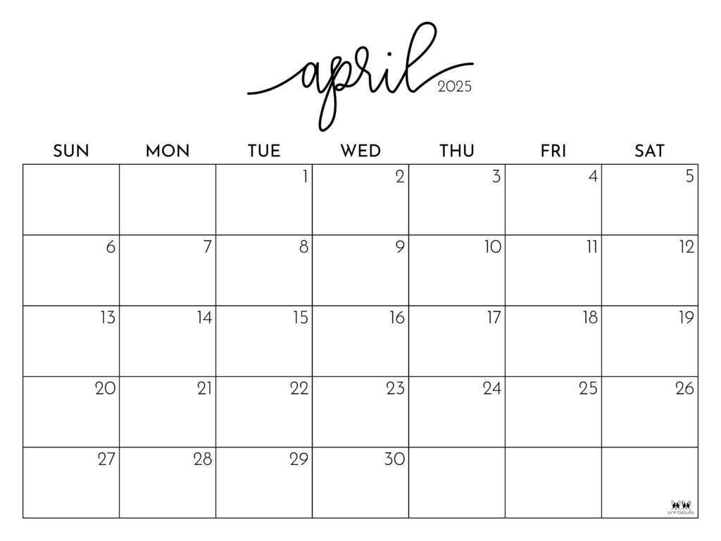 April 2025 Calendars - 107 Free Printables | Printabulls inside Printable Calendar 2025 April May June