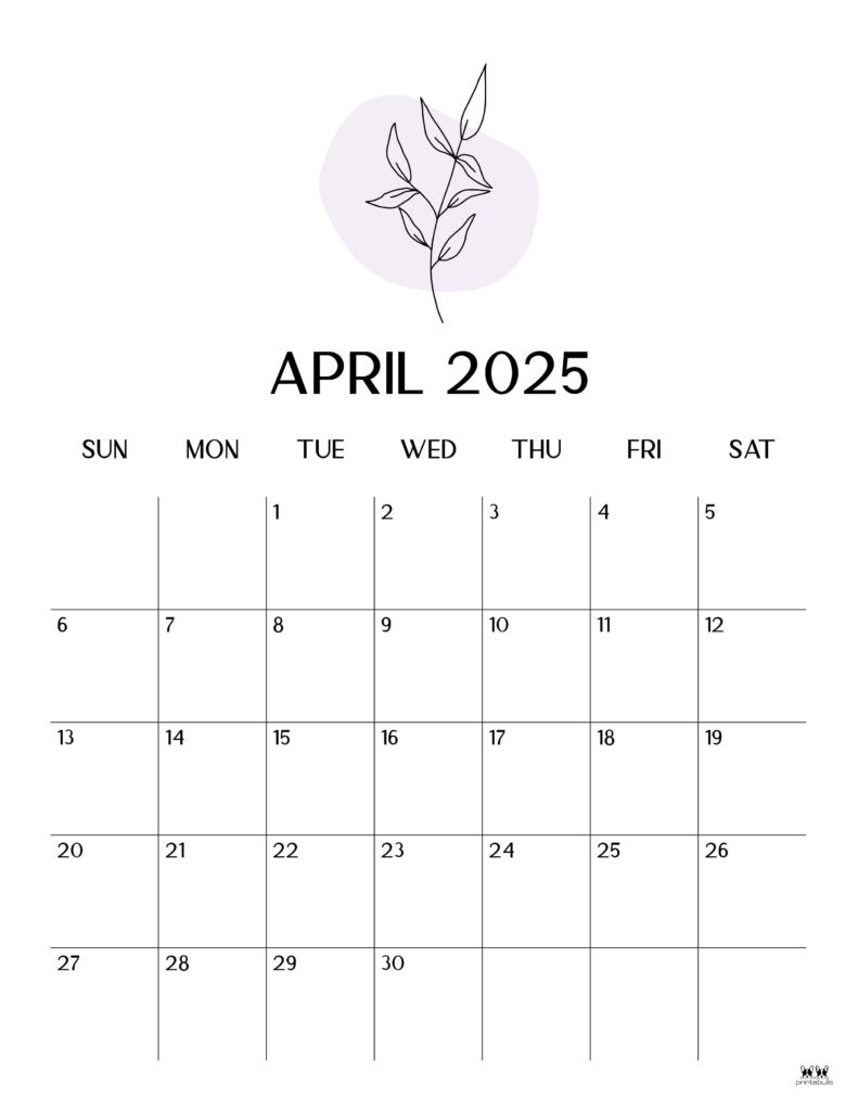 April 2025 Calendars - 107 Free Printables | Printabulls intended for April 2025 Calendar Printable Vertical