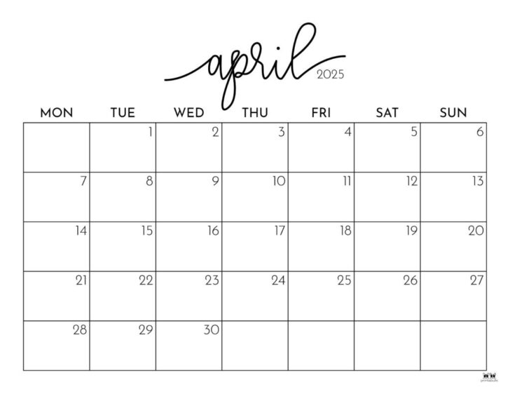 Printable April 2025 Calendar