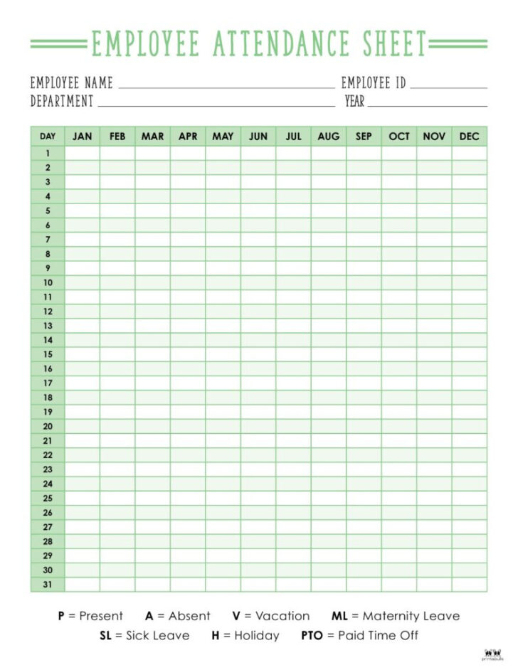 Free Printable 2025 Employee Attendance Calendar Free Download