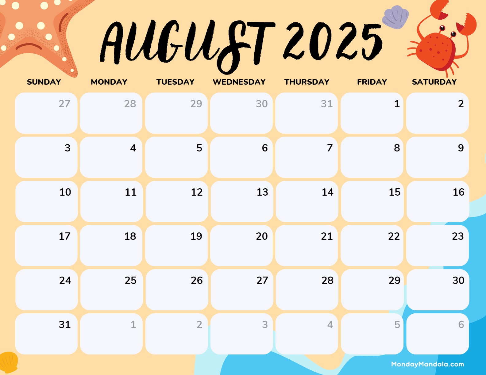 August 2025 Calendar (52 Free Pdf Printables) throughout August 2025 Calendar Printable Free