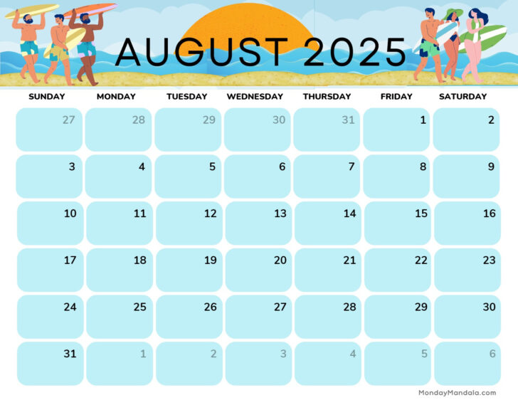 August 2025 Free Printable Calendar