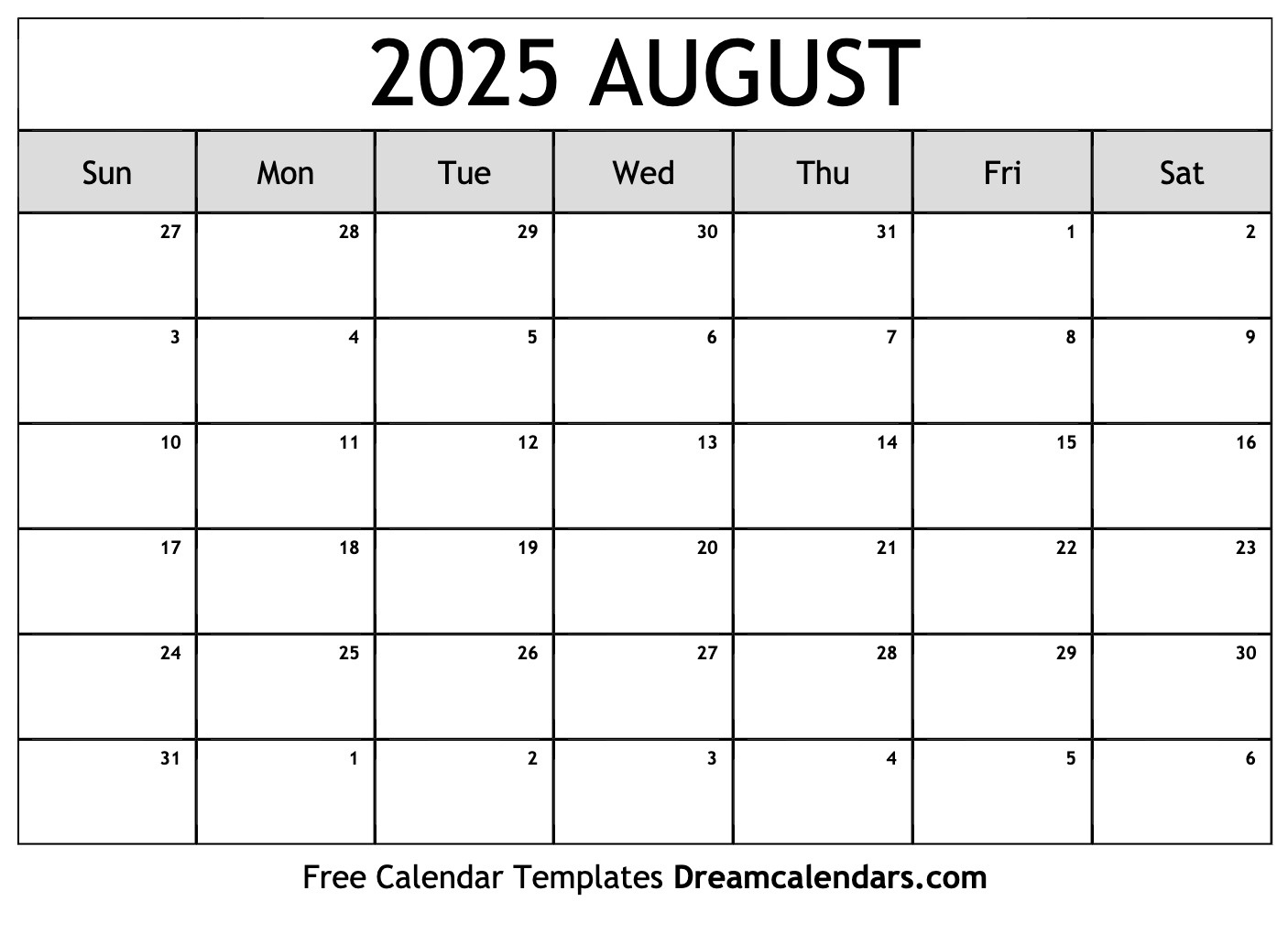 August 2025 Calendar - Free Printable With Holidays And Observances throughout August 2025-June 2025 Calendar Printable