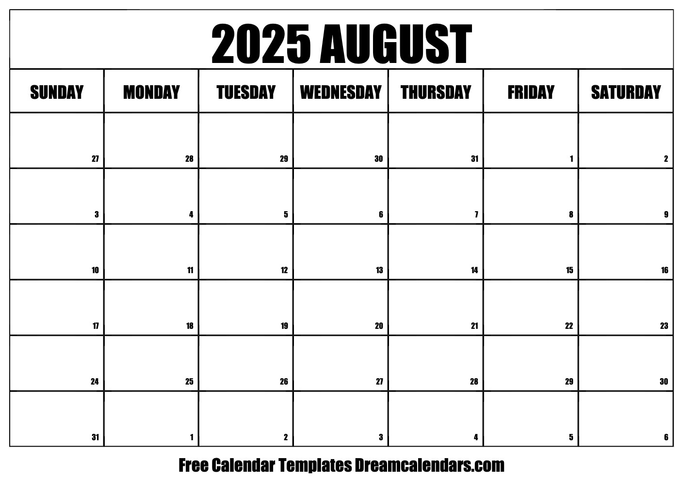 August 2025 Calendar - Free Printable With Holidays And Observances with August 2025 Calendar Printable Wiki