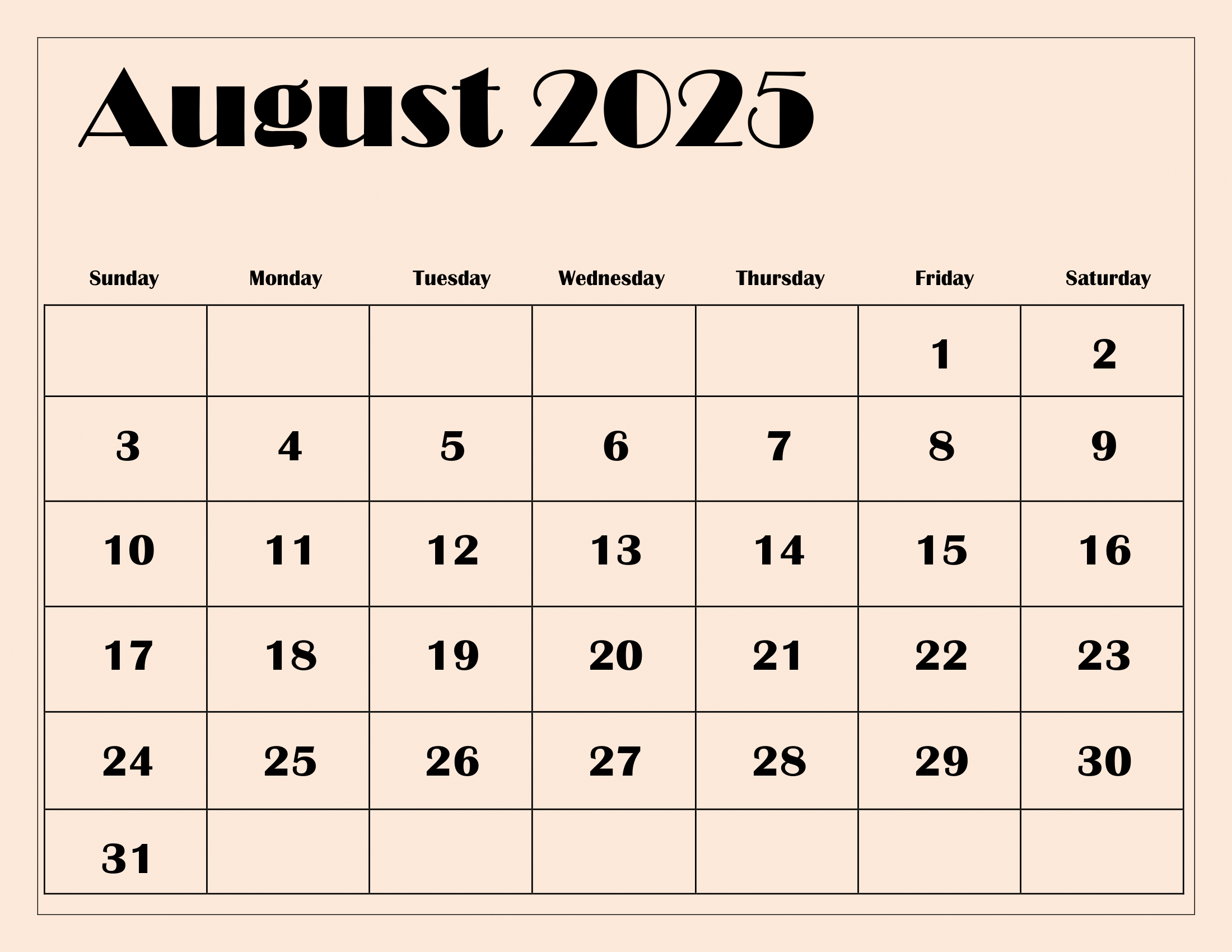 August 2025 Calendar Printable Pdf Template With Holidays with regard to Printable August Calendar 2025 Big Print