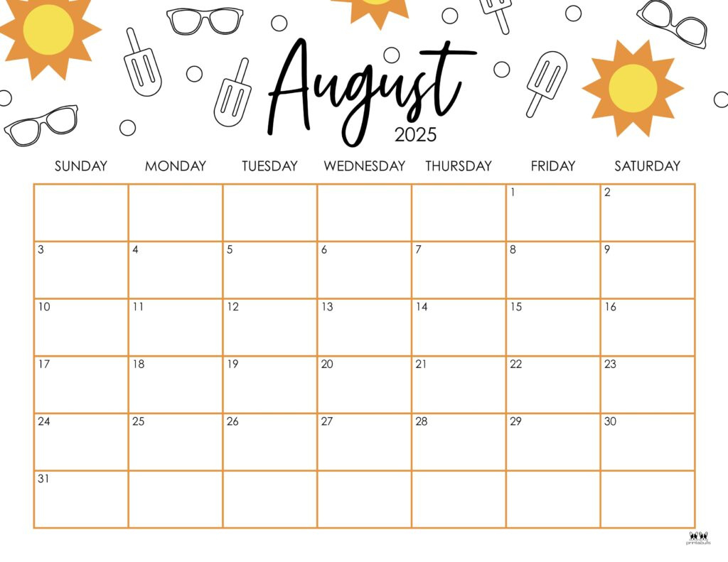 August 2025 Calendars - 107 Free Printables | Printabulls for Free Printable Calendar August 2025