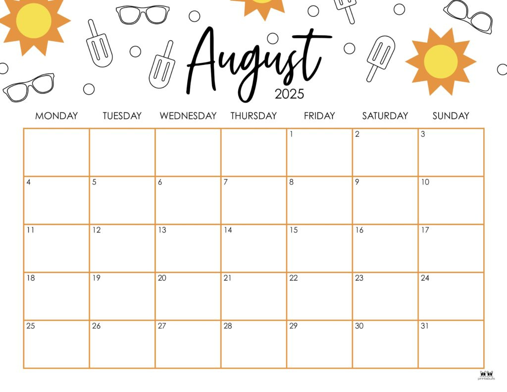 August 2025 Calendars - 107 Free Printables | Printabulls inside Printable August Calendar 2025