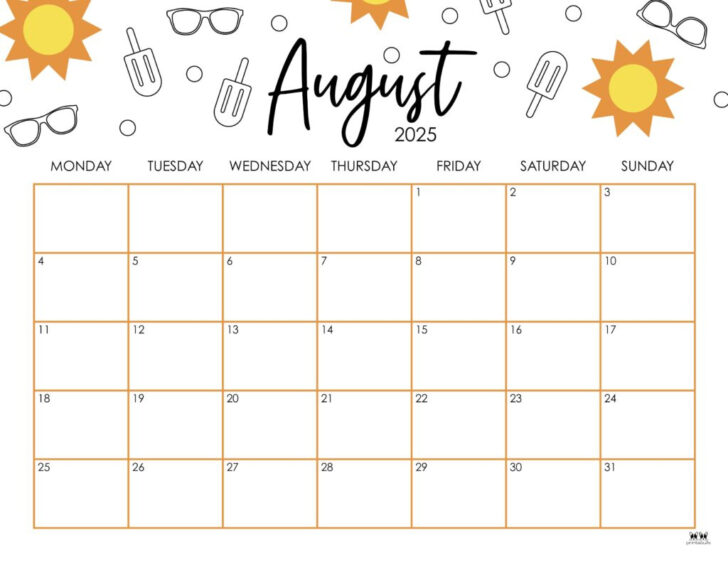 Free Printable August Calendar 2025