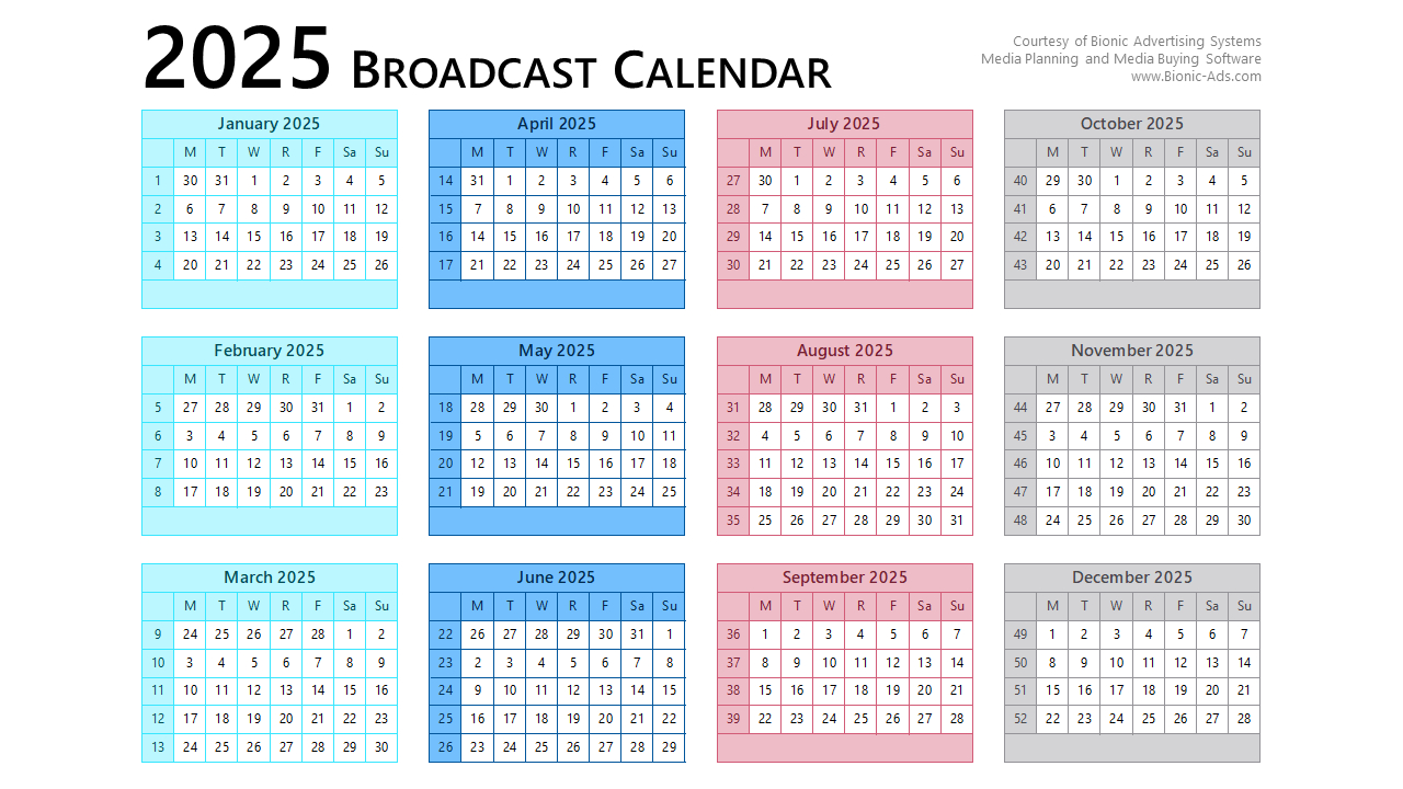 Broadcast Calendar 2025 – Free Downloads – Customizable within 2025 Broadcast Calendar Printable