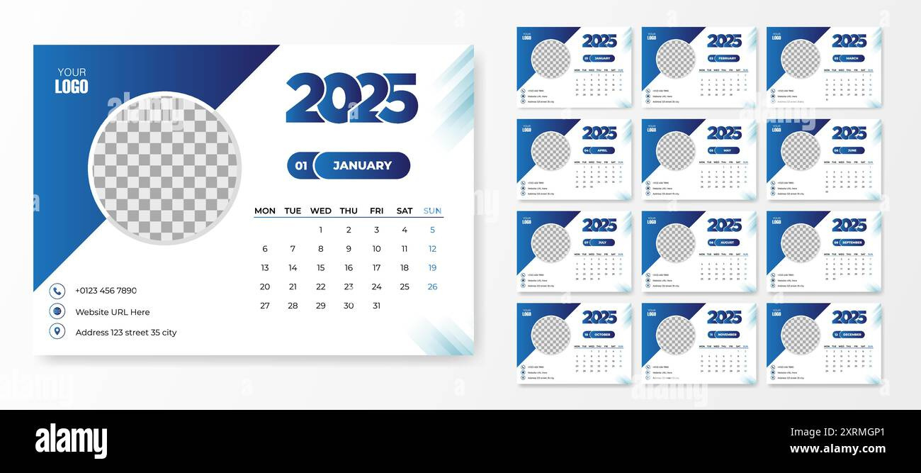 Calendar 2025 Design Template. Desk Calendar Grid In A Minimalist for Desk Calendar 2025 Printable