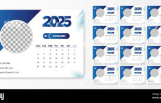 Calendar 2025 Design Template. Desk Calendar Grid In A Minimalist inside 2025 Desk Calendar Printable