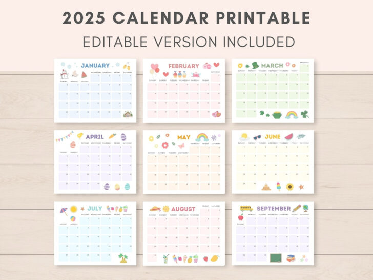 Printable Customizable Calendar 2025