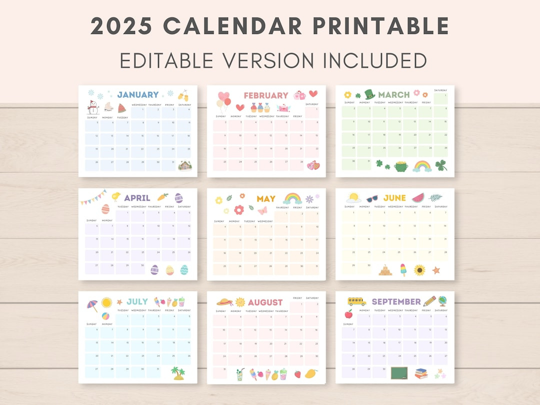 Calendar 2025, Printable Calendar, 2025 Calendar, Monthly Calendar pertaining to Printable Customizable Calendar 2025