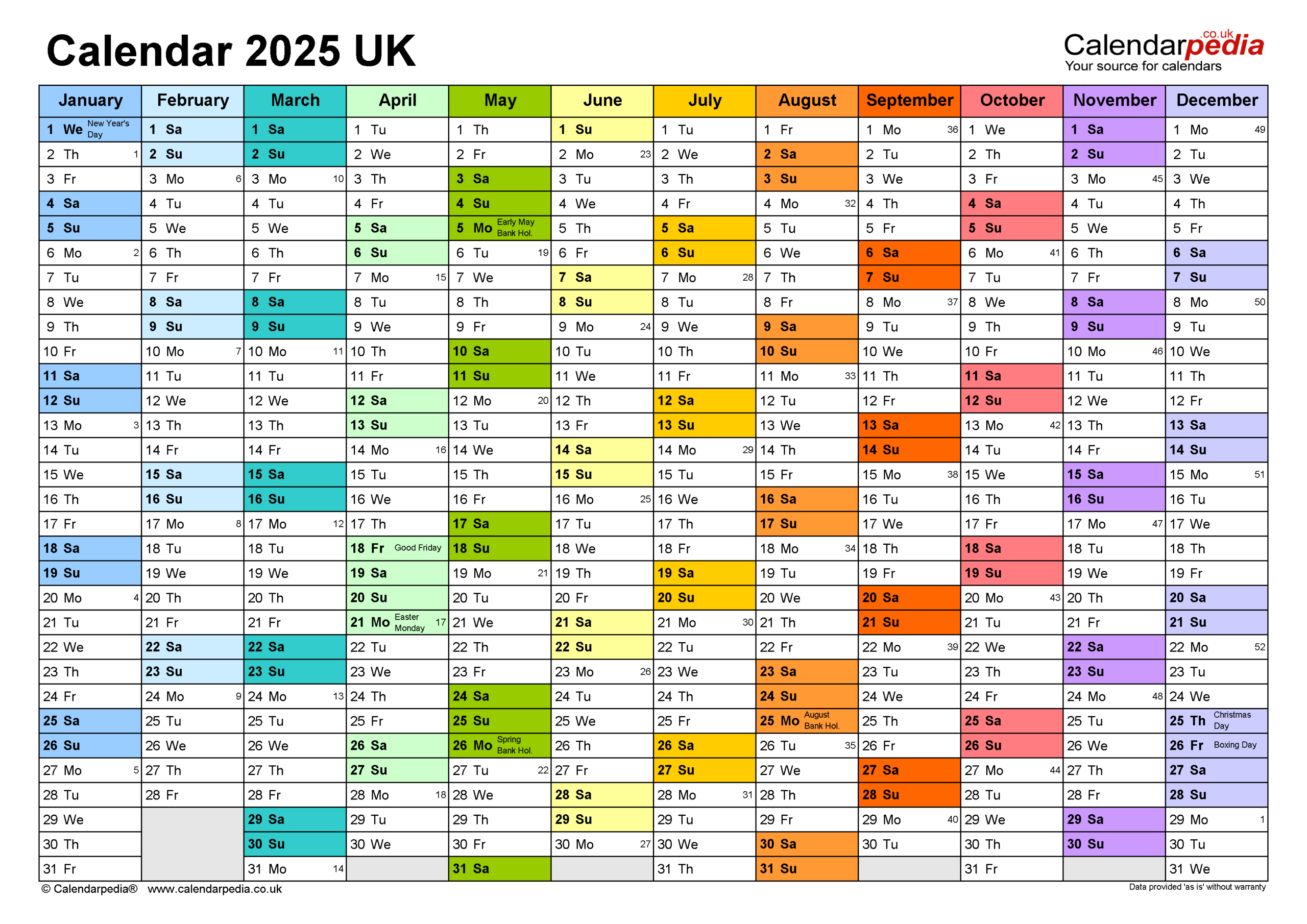 Calendar 2025 (Uk) - Free Printable Pdf Templates for Free Calendar Printables 2025