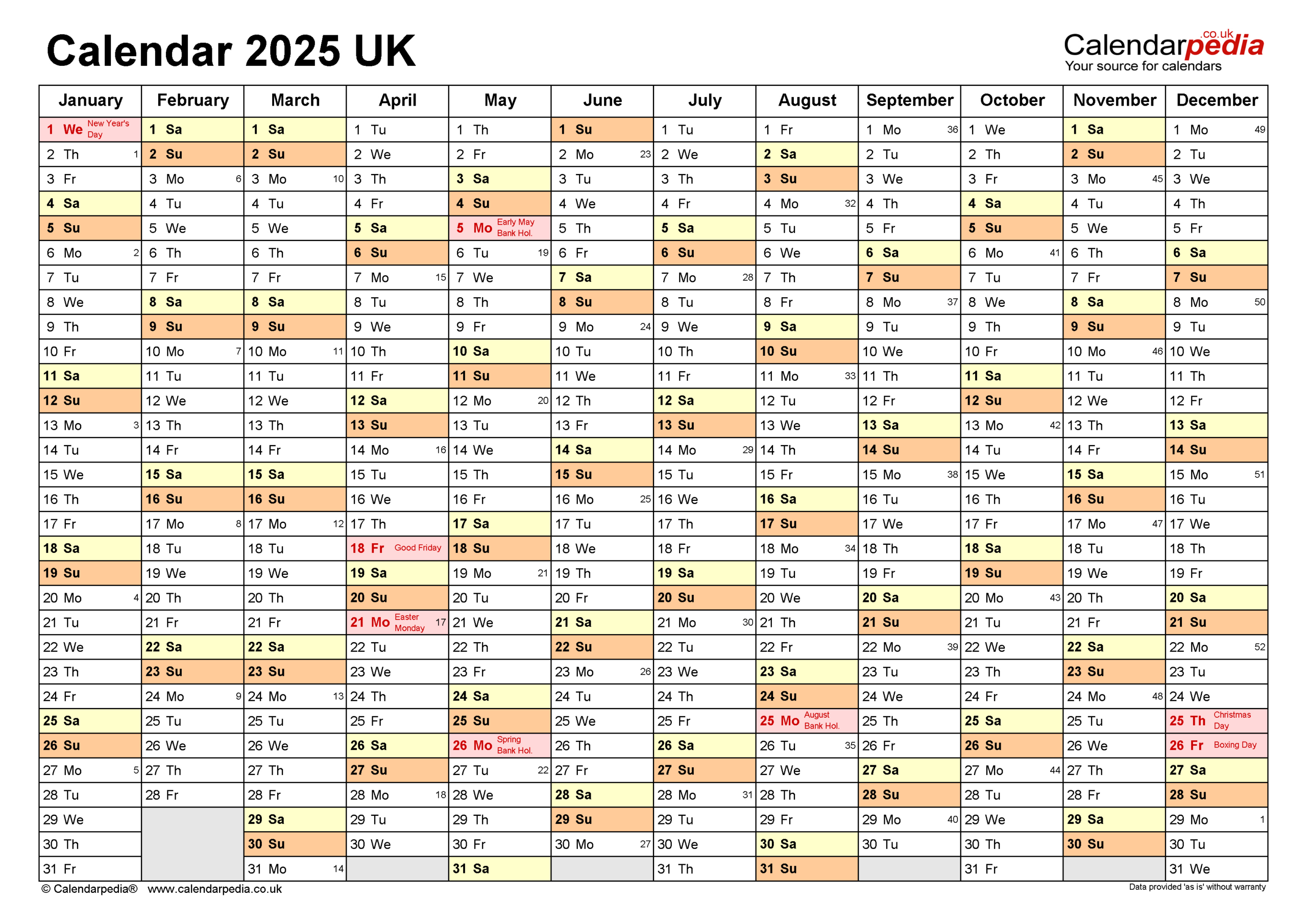 Calendar 2025 (Uk) - Free Printable Pdf Templates inside Large Wall Calendar 2025 Printable