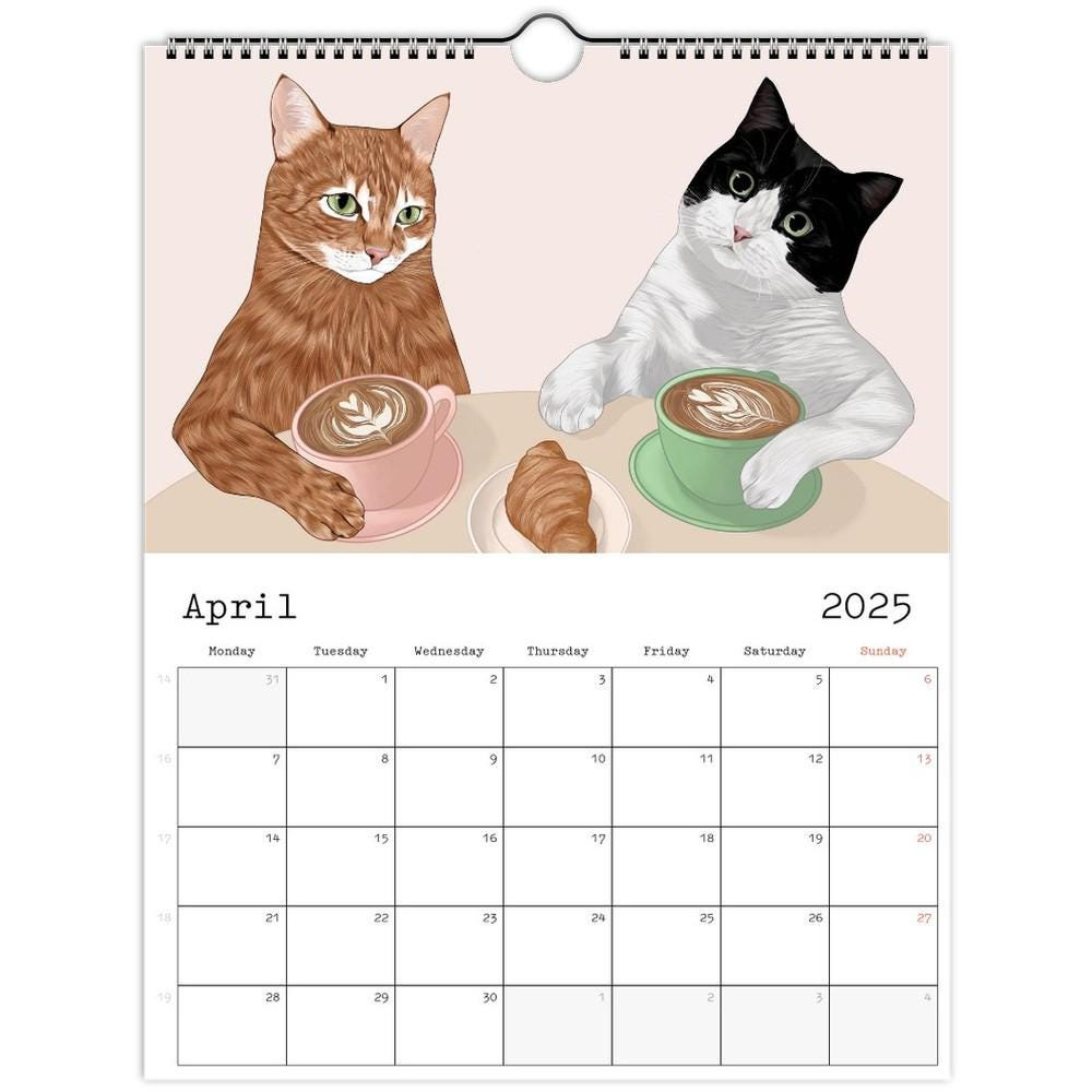 Cat Wall Calendar 2025, Cat Calendar, Calendar 2025 Cats, Cat Wall inside Printable Cat Calendar 2025