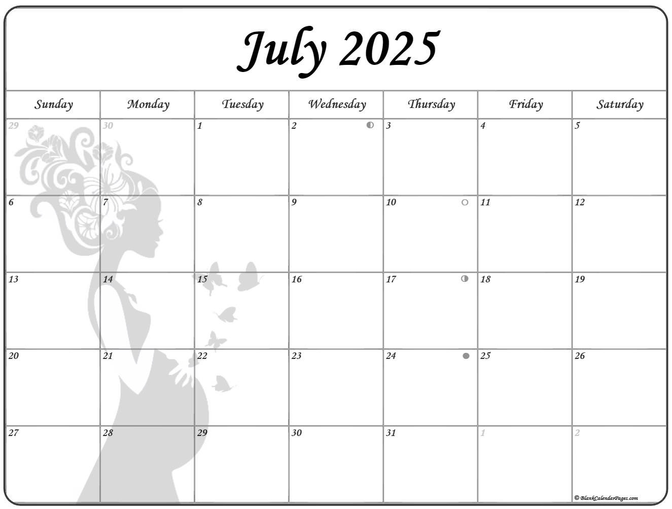 Collection Of July 2025 Photo Calendars With Image Filters. within Blank July 2025 Calendar Printable