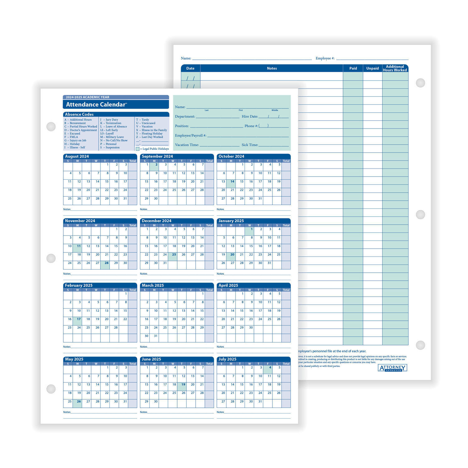 Complyrightdealer | 2024-2025 Academic Year Employee Attendance in Free Printable 2025 Employee Attendance Calendar Usa