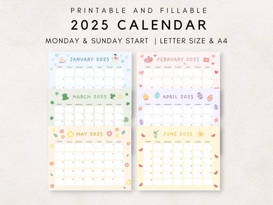 Cute 2025 Calendar Printable, Monthly Calendar 2025, 2025 Planner pertaining to Printable Cute Calendar 2025