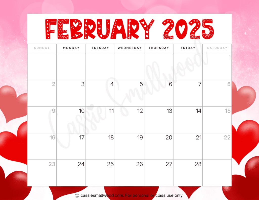 Cute 2025 Free Printable Monthly Calendars - Cassie Smallwood pertaining to Cute Calendar 2025 Printable Free