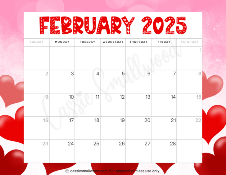 Cute Monthly Calendar Printable 2025