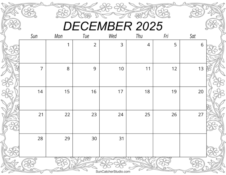 December Free Printable Calendar 2025