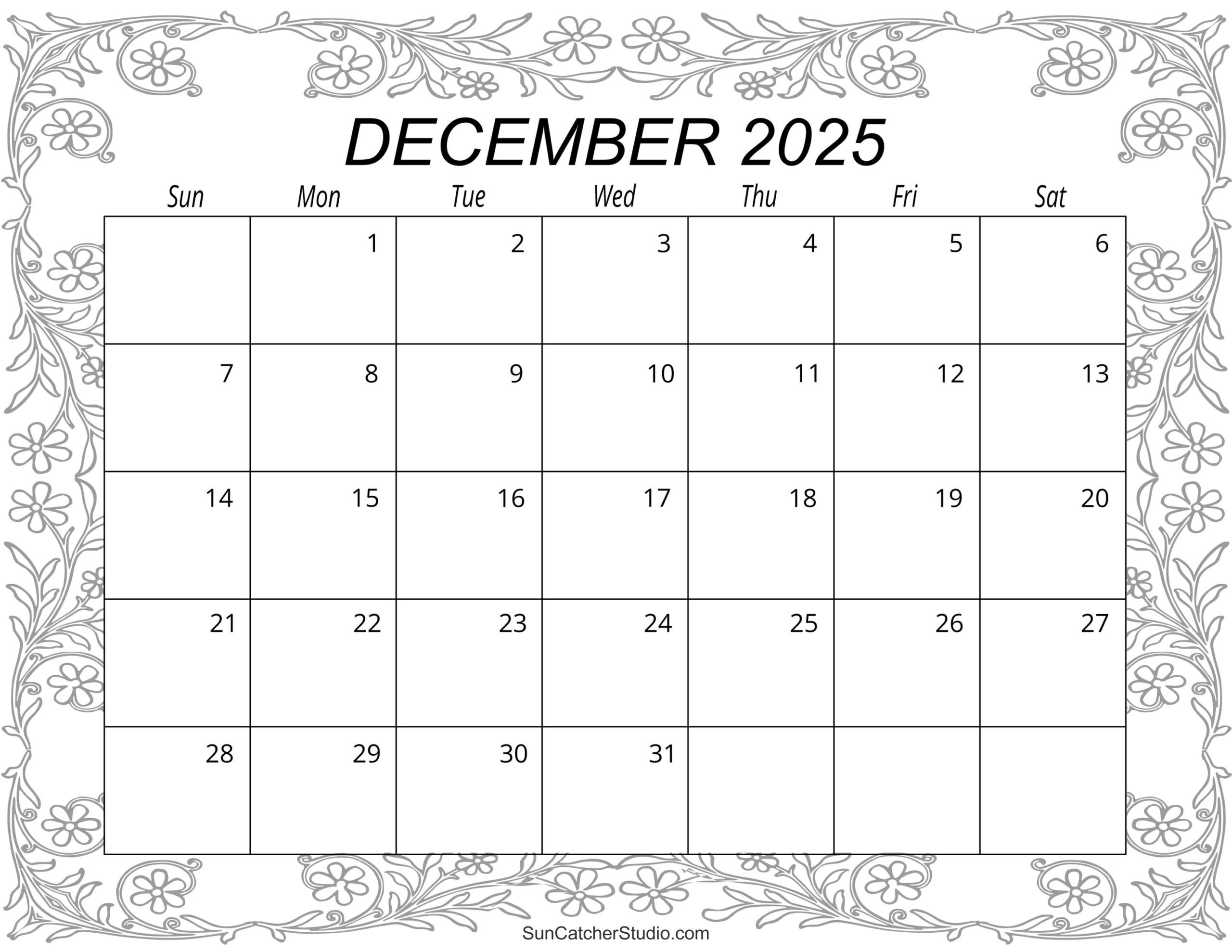 December 2025 Calendar (Free Printable) – Diy Projects, Patterns regarding December Free Printable Calendar 2025