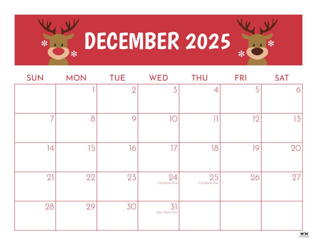 December 2025 Calendars - 107 Free Printables | Printabulls throughout December 2025 Calendar With Holidays First Printable