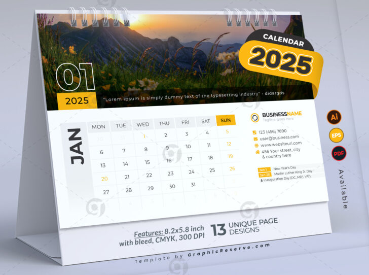 Desk Calendar 2025 Printable