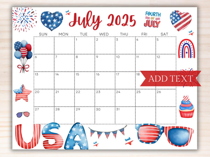 Printable July Calendar 2025