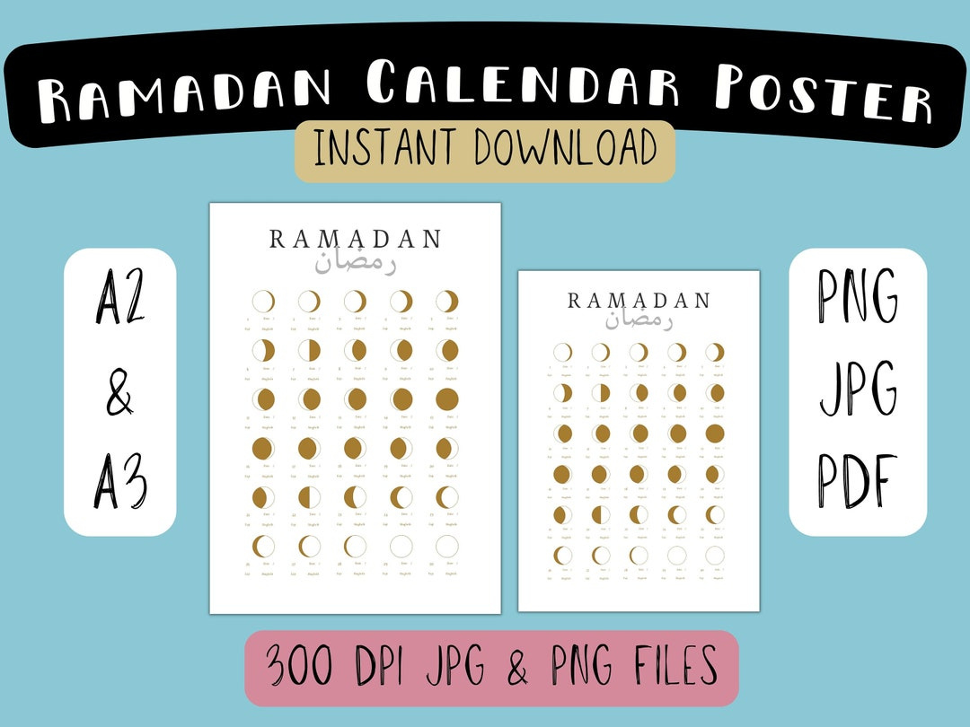 Druckbares Ramadan 2025 Kalender Islamisches Wandposter A2 / A3 Jpg Png Pdf - Etsy.de with regard to Printable Ramadan Calendar 2025