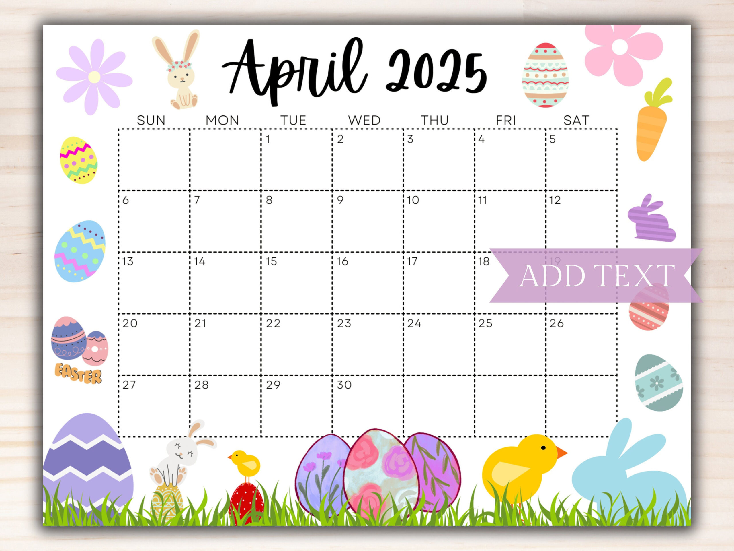 Editable April 2025 Calendar, Printable Calendar 2025, Beautiful in April Printable Calendar 2025