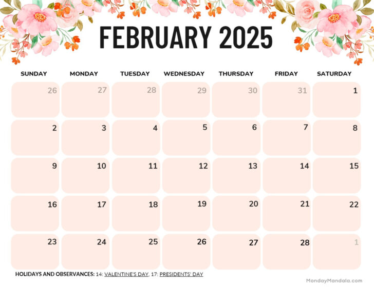 Printable February 2025 Calendar