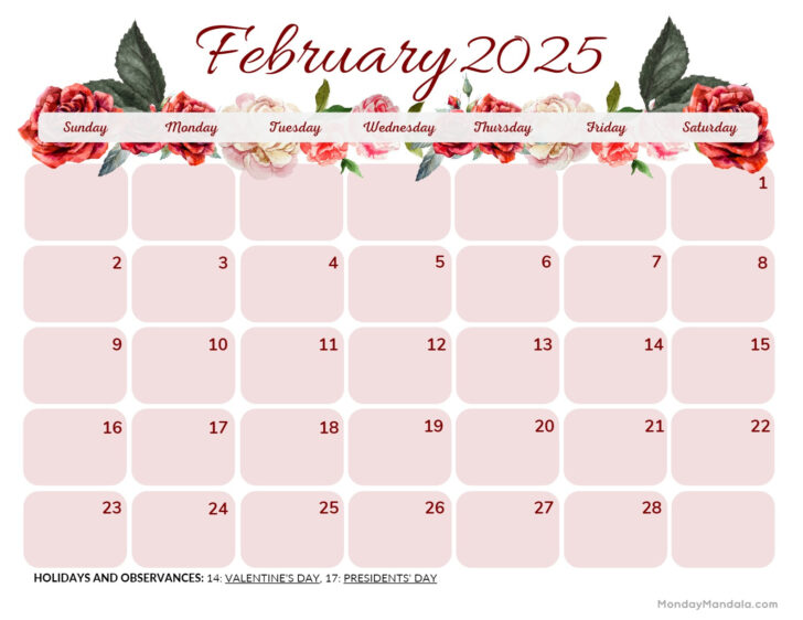 Cute February 2025 Calendar Printable