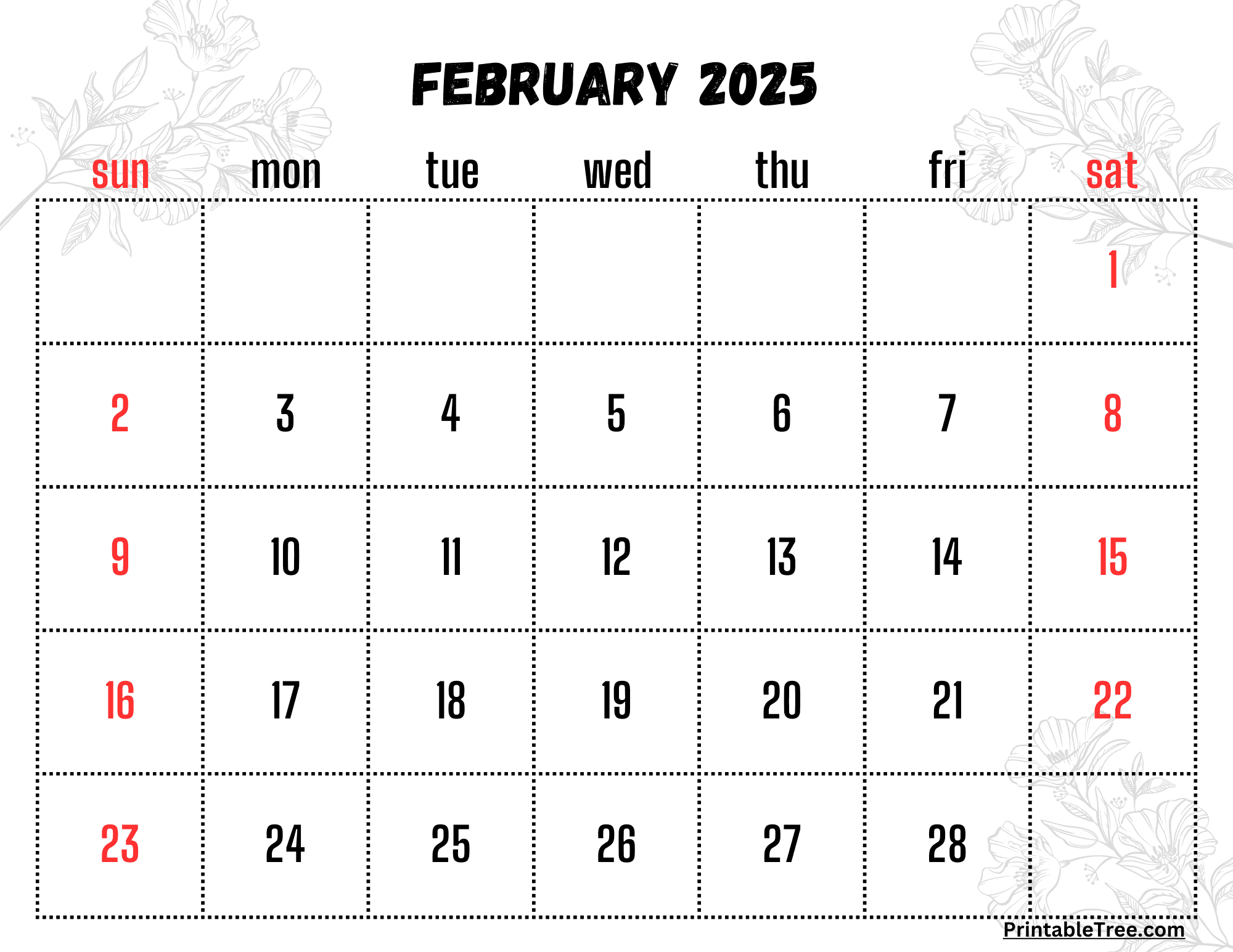 February 2025 Calendar Printable Pdf Template With Holidays in February 2025 Monthly Calendar Printable