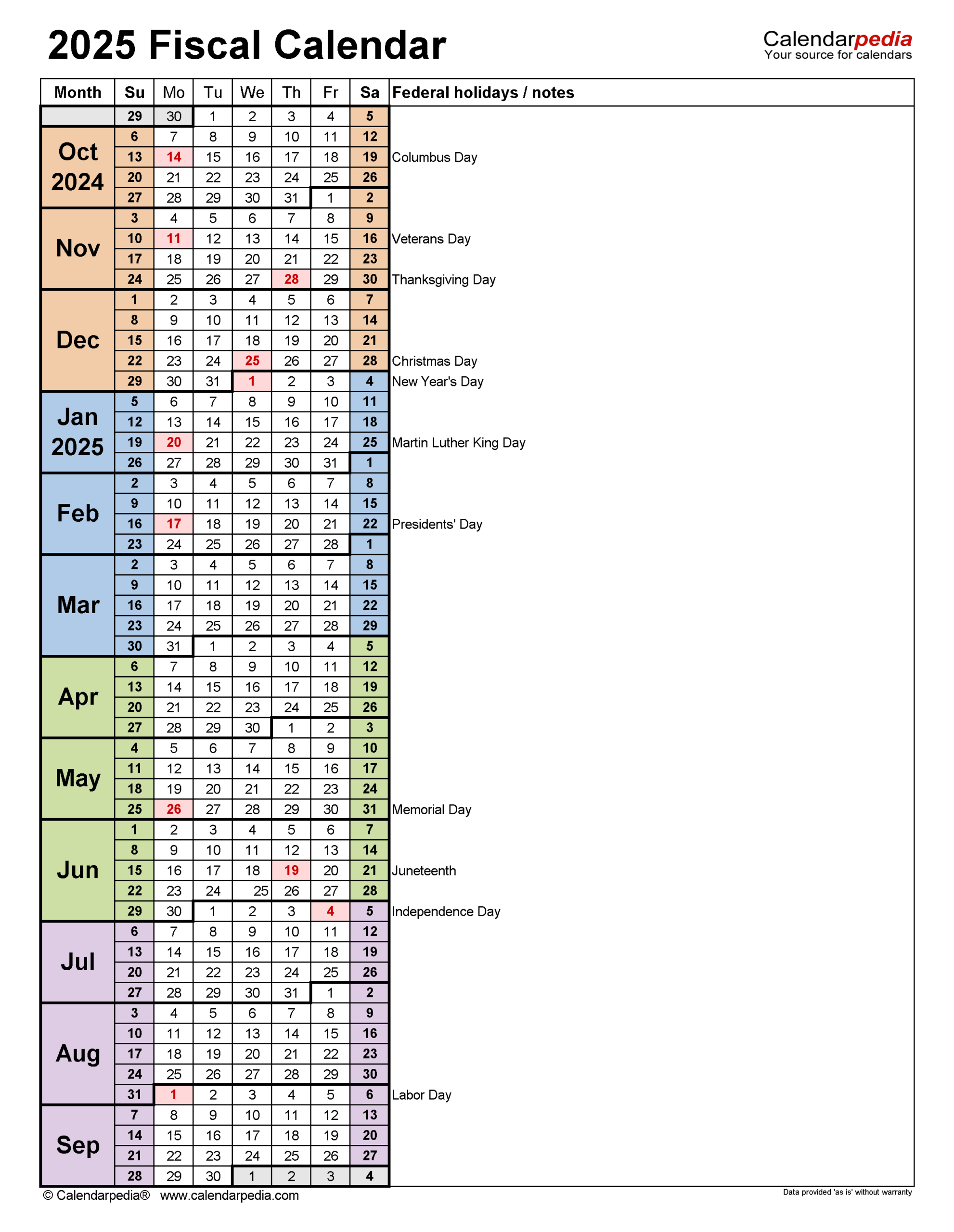 Fiscal Calendars 2025 - Free Printable Word Templates inside Fiscal Year 2025 Calendar Printable